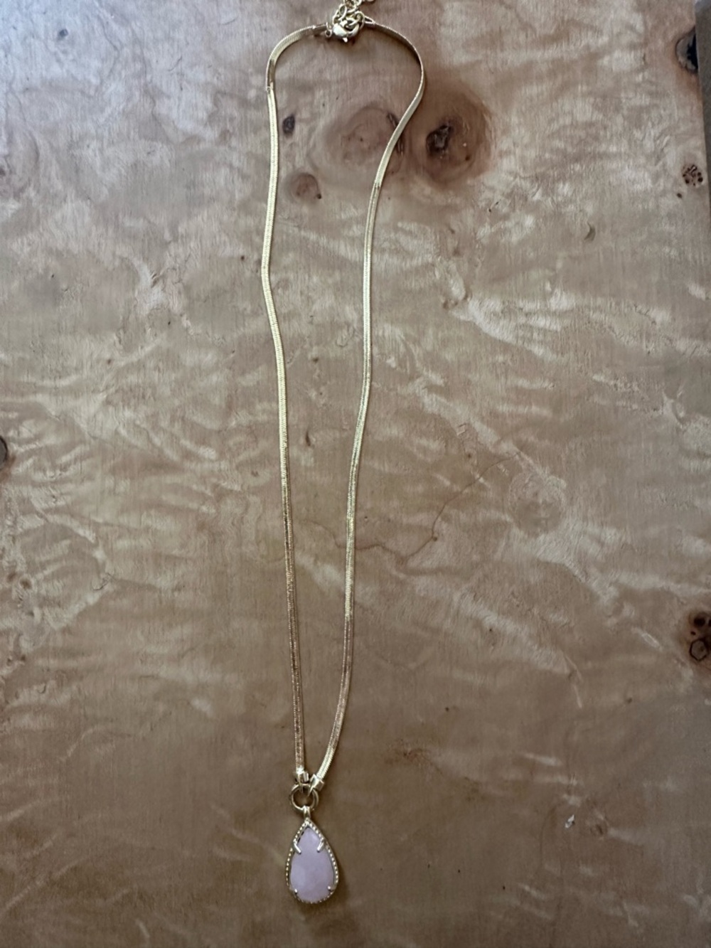 Kendra Scott x Target Gold Necklace with Rose Quartz Teardrop Pendant